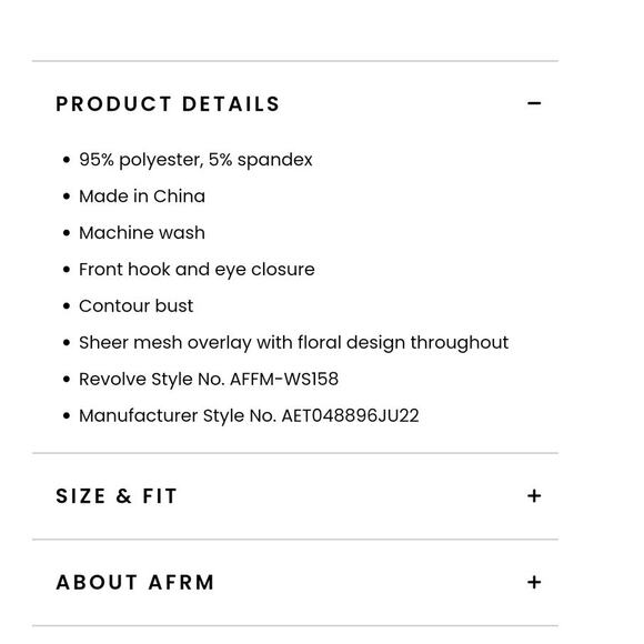 NWOT AFRM Myla Floral Corset Cropped Cap Sleeve Blouse Sz Large - Picture 2 of 14